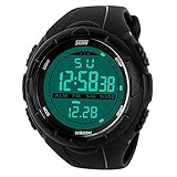 SKMEIメンズLCDデジタル軍事防水アウトドアゴムストラップ腕時計ブラック