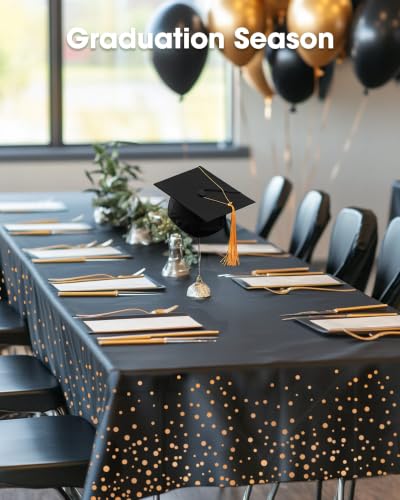 Image of Pureegg Plastic Table Cloth Disposable 54x108 Inch 10 Pack, Black Rose Gold