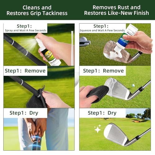 Golf Club Care Kit - Clean, Polish and Restore Irons, Drivers, Putters -Remove Rust, Scratches & Restore Tackiness | Includes Golf Club Cleaner, Polish, Grip Cleaner, Magnetic Towel & Golf Club Brush - Image 6