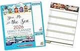 2026 Family Organiser Calendar Wall Planner With Memo Pad, Pen & Shopping List - You Me And The Sea - Monthly Five Columns - Image 9