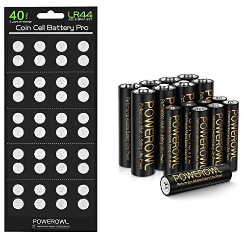 Powerowl Lr44 Battery (40Pack) & High-Capacity Alkaline Aa Aaa Batteries Combo(Non-Rechargeable) #TOP30