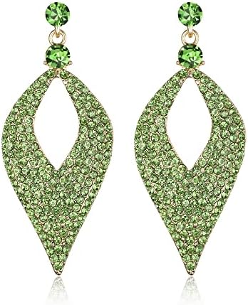 Clearine Women's Bohemian Boho Crystal Hollow Leaf Chandelier Dangle Earrings