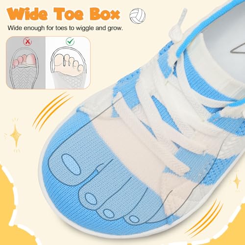 LeIsfIt Toddler Girls Boys Wide Shoes Kids Barefoot Sneakers Zero Drop Minimalist Sneakers Slip on Tennis Shoes BlueWhite 8 Toddler by LeIsfIt - Image 3
