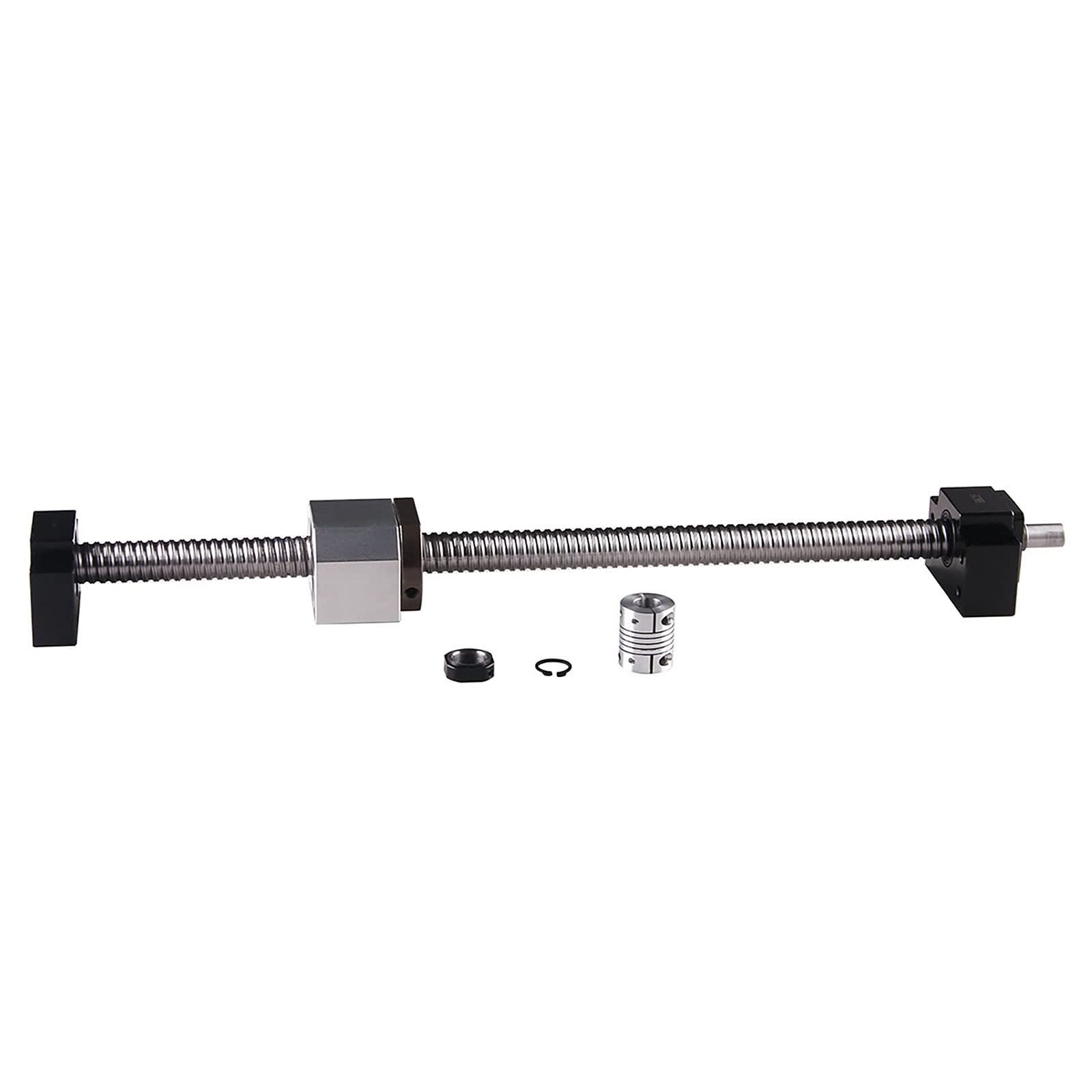 Vis filetée SFU2005 - 600 mm - En acier inoxydable - Avec support BK15 / BF15 - Boîtier d'écrou DSG20H et kit d'embrayage - Pièces CNC