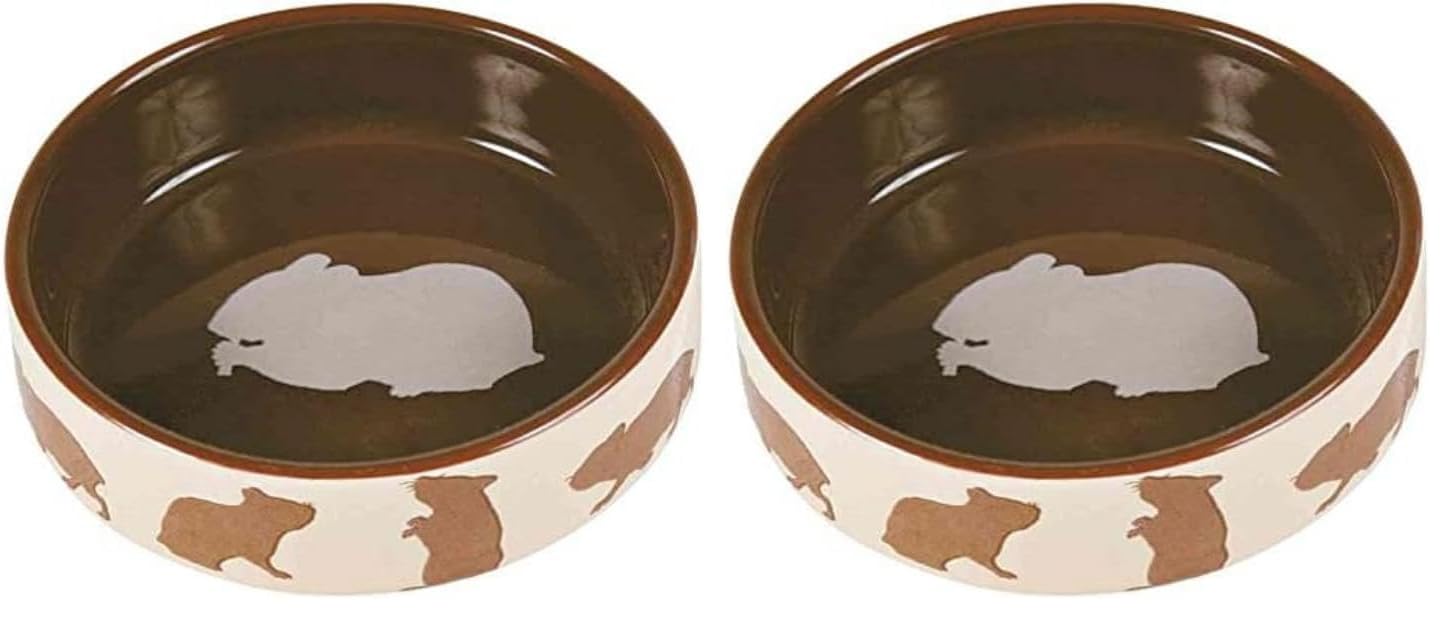 TRIXIE TX-60733 Ceramic Bowl for Rabbit 250 ml 11 cm, [April 21, 2023, Mehrfarbig, Kaninchen (Packung mit 2)