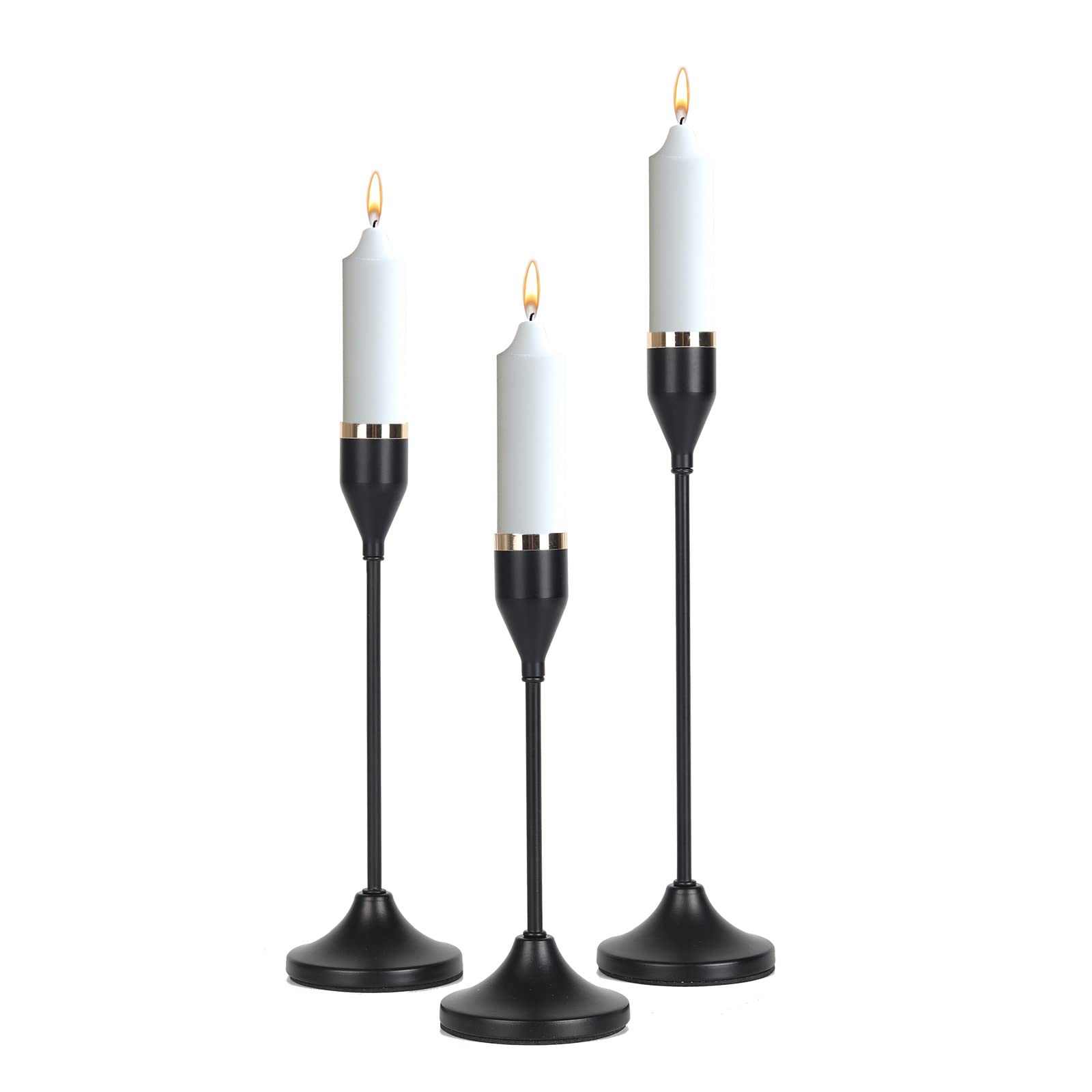 3-Teiliges Bodenkerzenhalter-Set, Metall-Retro-Eisen-Art-Kerzenständer, Kerzenständer Für Tischdekoration, Hochzeit, Weihnachten, Heimdekoration,Schwarz