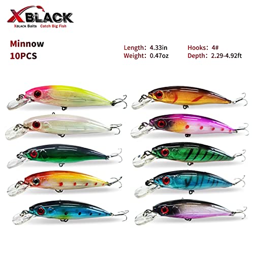 Xblack Hard Fishing Lures Set Minnow Lures Set 30Pcs For Beginner Starter, Xblack Baits, Catch Big Fish! #TOP5