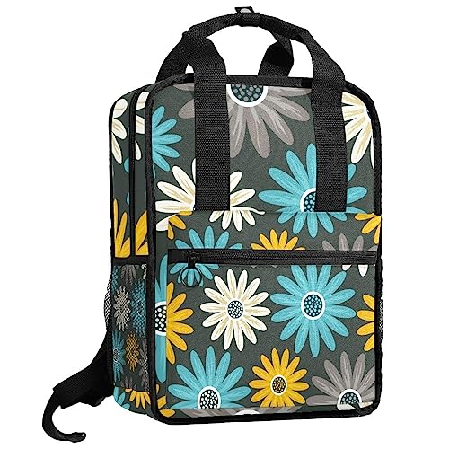 Sac à dos garçon marguerites gris et bleu de 35 cm avec bretelles réglables