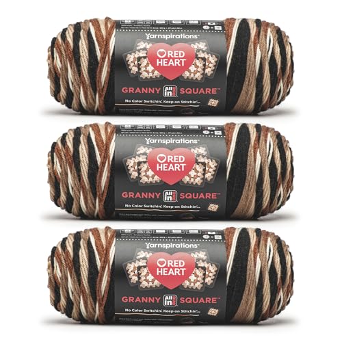 Image of Red Heart All in One Granny Square Espresso 3 Pack of 250g Yarn
