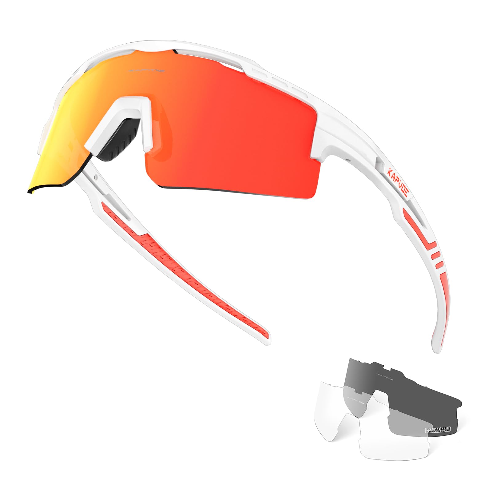 KAPVOE Gafas de Ciclismo Polarizadas con 3 Lentes Intercambiables TR90 Montura Para Hombres y Mujeres Gafas Deportivas