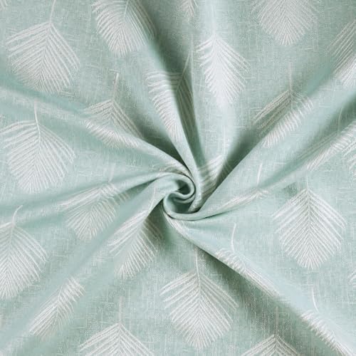 Image of haus & kinder Printed Jacquard Window Curtain 5 Feet Long Pack of 1 Window Curtain, 5 Feet Curtain for Window (Palm Charm, Aqua Nature Design 130x152 CM)