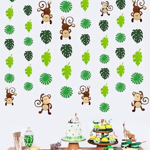 Monkey Palm Leaves Jungle Party Decorations Cover