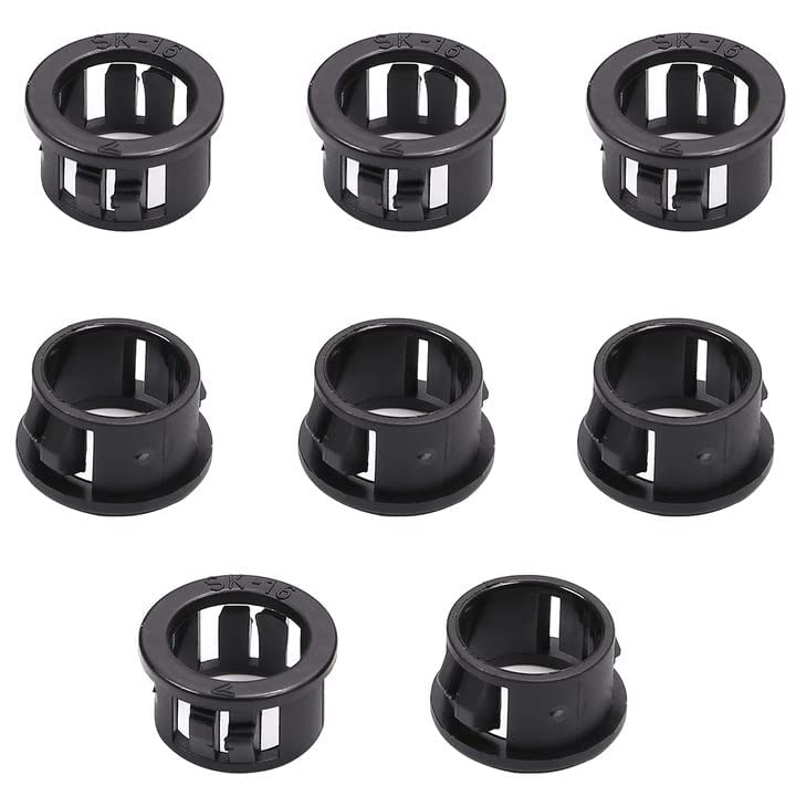 Heyiarbeit Cable Snap Bushing 5/8" Mounting Dia Nylon Snap in Cable Hose Bushing Grommet Protector for Wire Insulation Protection Black Tone 20pcs-image-48