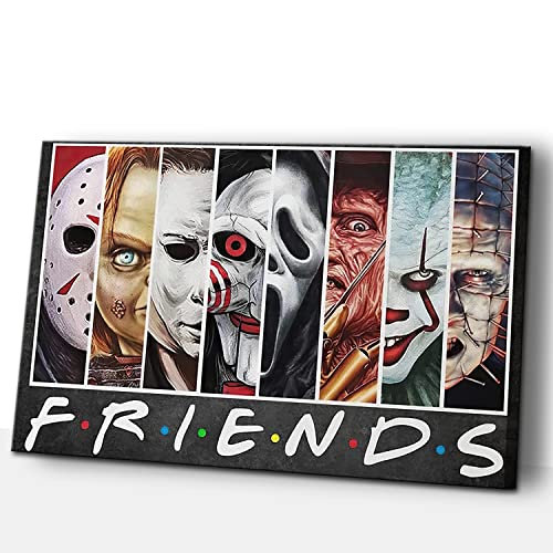 Horror Movie Posters - Modern Horror Friend Canvas Poster Decorative Painting on Canvas Wall Decor for Living Room Bedroom (12x18in(30x45cm),Frame,h-3)