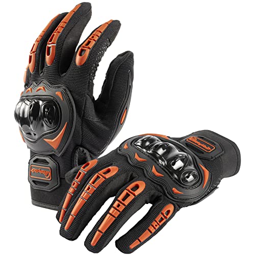 Singaro Motorcycle Gloves For Car Accessories, Knuckle Protection, Full Finger Touchscreen Motorbike Gloves For Bike Bicycle Cycling Road Racing, Racing Motorcycle Work Outdoor Sports - Orange Xl #TOP29