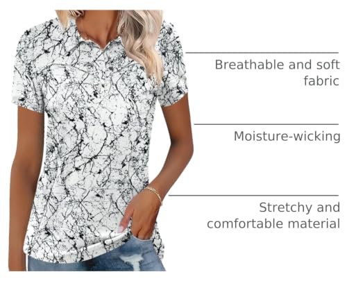 Image of TFSDOD Womens Golf Polo Shirts Collared Short Sleeve T Shirt Lightweight Moisture Wicking Polo Casual 3 Buttons Outfits