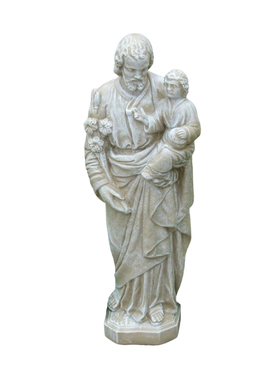 St. Joseph Outdoor Patio Statue - 25" - Limestone Finish