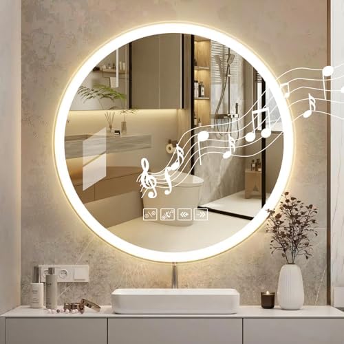 Espejo Baño LED Bluetooth 60x60cm,Espejo Redondo Baño,Espejos de ...