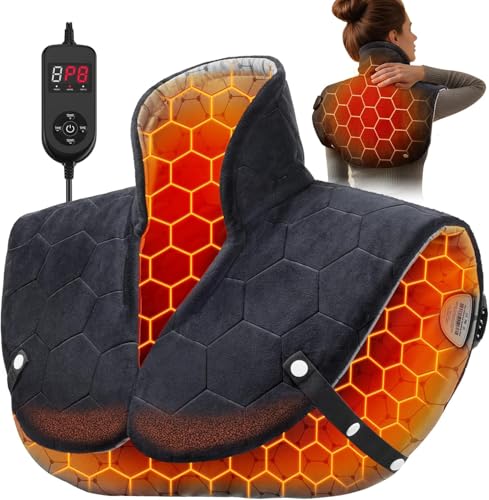 InVarme Weighted Far Infrared Heating Pad for Neck and Shoulders – 20% Heavier, 6X Deep Targeted Heat for Fast Muscle Pain Relief, 20''*24'' Large, Dual Carbon Fiber, 8 Heat Settings, Auto Shut-Off