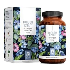 Lungenkraut Kapseln - 120 Stück mit 300mg pro Tagesdosis - Lungenkraut (Lungwort) ergänzt mit Thymian, Eukalyptus, NAC & Vitamin B2 - Vegan & ohne Zusätze