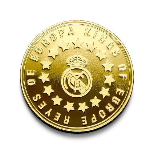 MOCIWORLD – Real Madrid – Sonderausgabe-Münze mit Wappen und der Aufschrift „Könige Europas“ – Sammlerstück – vergoldet – Offizielles Produkt