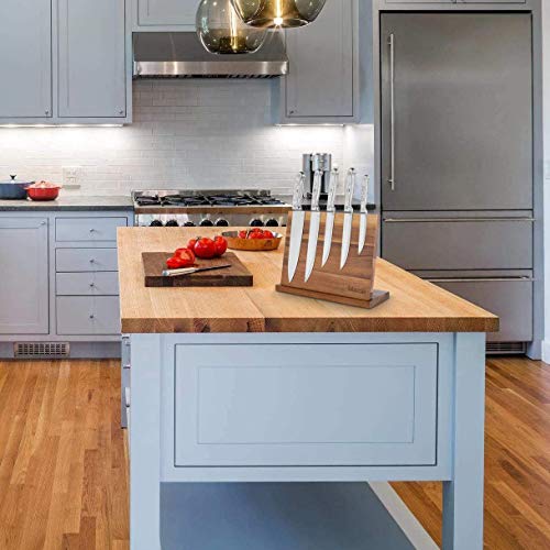 Max K Magnetic Knife Block Holder Without Knives - Chef Knife Stand - Magnetic Knife Blocks - Acacia Wood With Solid Base, Anti-Slip, And Won't Tip Over - 10.8" X 3.9" X 8.3" #TOP2