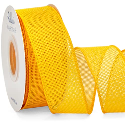 Ribbli Yellow Burlap Wired Ribbon,1-1/2 Inch x...