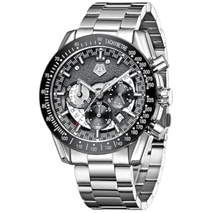 Armbanduhr Herren Edelstahl Herrenuhr Groß Uhren Herren Chronograph Analog Quarz Männer Uhr Kleid Wasserdicht 3ATM mit Kalender Business Casual