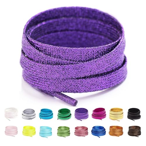 Image of Booyckiy 3 /4 inch Wide Satin Ribbon Shoelaces Flat Colorful Shoe Laces for Women Girls