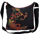 Der farbige Druck wird durch feine Stickerei extra hervorgehoben