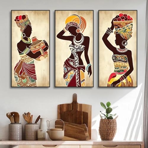 Affiches ethniques africaines vintage XINBAO 30x60cm set de 3 toiles sans cadre pour decoration