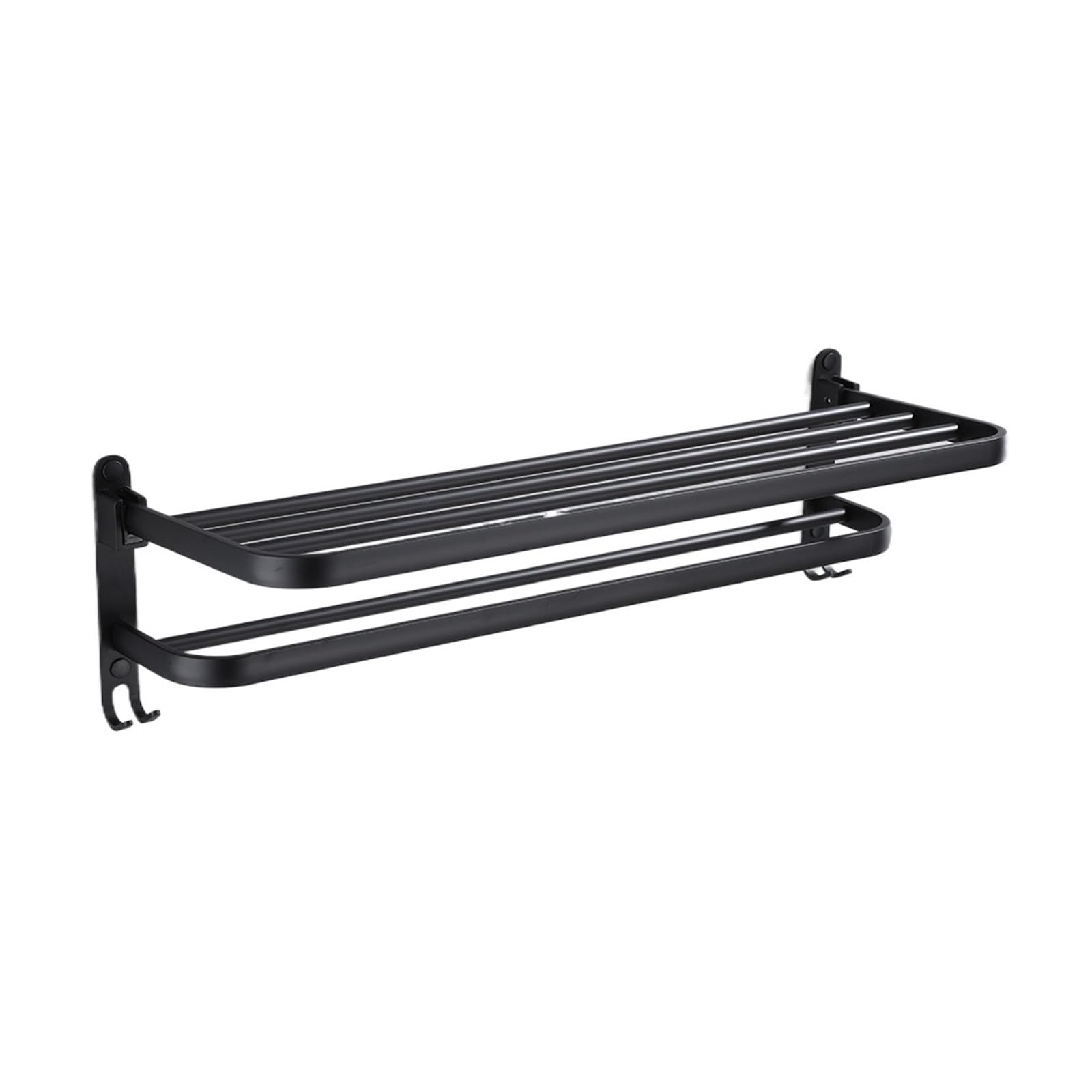 Towel Rack 40CM Folding Holder With Hook Bathroom Accessories Wall Mount Rail Shower Hanger Aluminum Bar Matte Black Shelf Easy Maintenance(40-Black)