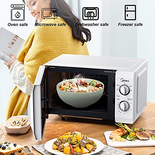 Uuemb Large Salad Bowl, 1800Ml Ceramic Fruit Serving Bowls, Stylish Light Green Bowl Exquisite Patterns Cereal Bowl, Soup/Fruit/Noodle Deep Bowl (20.5X9 Cm) #TOP4