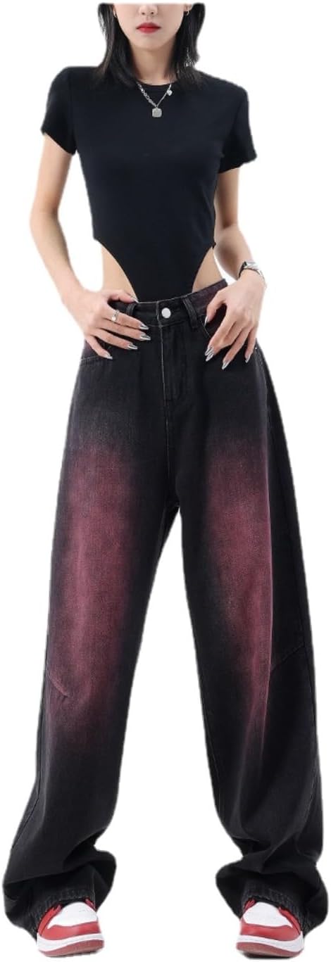 Y2K Baggy Cargo Pants Women - High-Waisted Loose Joggers with Pockets, Graffiti Denim Heavyweight Streetwear