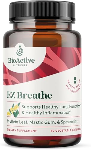 BIOACTIVE NUTRIENTS EZ Breathe - 60 cápsulas - Suplemento de hoja de Muellein, bromelina y menta verde - Apoya la salud general
