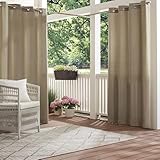 Waverly Hampton Versatile UV Blocking Waterproof Grommet Curtain for Indoor or Outdoor (1 Panel), 52 in x 84 in, Dark Tan