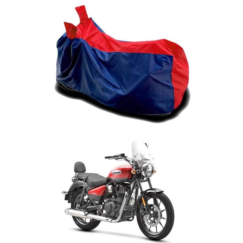 MITHILA MART-Compatible with Compatible with Royal Enfie Meteor 350 Fireball Bike Body Cover Water Resistance Dust Proof UV-Rays Full Body Protection (Black & Red)