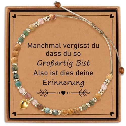 TUZELIYA Inspirierende Geschenk, Natursteinarmband Mutmacher Geschenk für Frauen, Aufmunterung Geschenkideen Geburtstagsgeschenk für Mama Schwester Freundin Tochter Kollege Prüfung