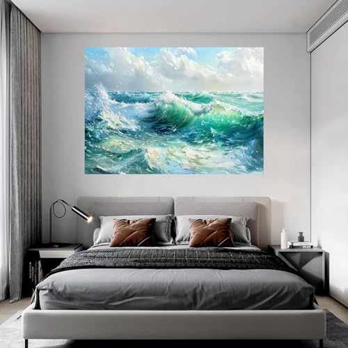 Tableau decoration murale vagues de mer 70x100cm pour salon
