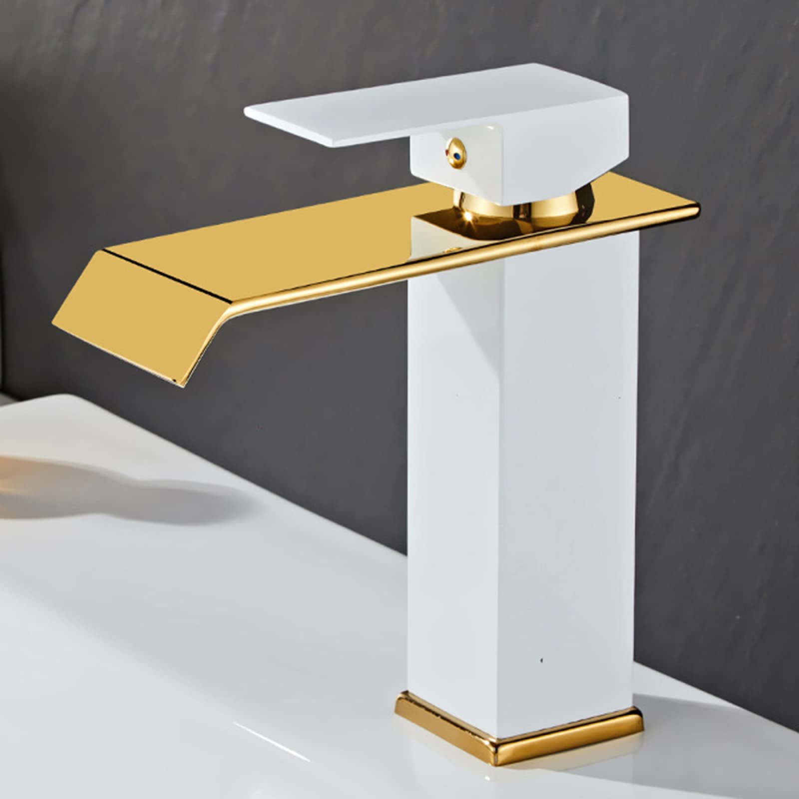 Mitigeur de lavabo pour eau chaude et froide en acier inoxydable court