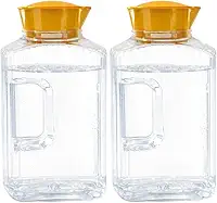 2 Jarra Garrafa De Água Suco Geladeira Tampa Higiênica 1,7l (Mostarda)