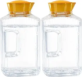 2 Jarra Garrafa De Água Suco Geladeira Tampa Higiênica 1,7l (Mostarda)