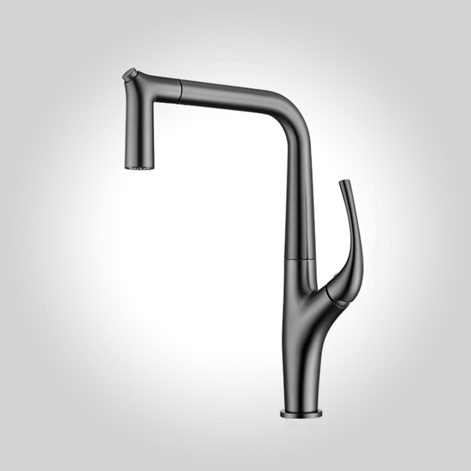 ZYCHSJXA Kitchen Taps with Pull Out Spray Brass Grey Sink Faucet, Water Tap Head 360 Swivel Sprayer
