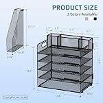 SUPEASY Desk Organizer with Magazine Holder, 5-Tier Paper Organizer for Desk Accessories with Pen Holder, Paper Letter Tray for Home, Office and School Supplies, Black