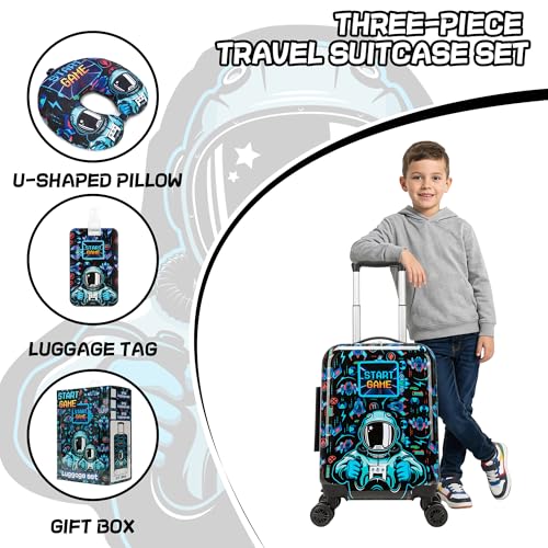 Image of Kid's Luggage Set 2 Piece Suitcase Set 16 inch Hardside Luggage with Spinner Wheels Boys Carry on Toddler Travel Rolling Suitcase Airline Approved