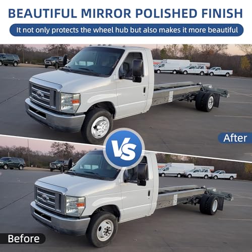 Image of hightall 17 Wheel Simulators Front Wheel, 16 inch 8 Lug 4Vent Holes Stainless Steel Hubcaps,Polished Surface,2Pcs Front Wheel,Bolts On Wheel Cover Set Compatible with Ford Ford 2005-2026 F350 Truck