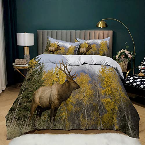 MAQUE Funda Nordica Cama 90 - Reno marrón Suave Microfibra Juego Funda Nordica 90 - Funda Nordica 135x200 cm con Cremallera y 2 Fundas de Almohada 50x80 cm