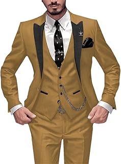 Men Suit for Wedding Lapel Groomsmen Groom Tuxedos Suits 3PCS(Blazer+Pants+Vest)