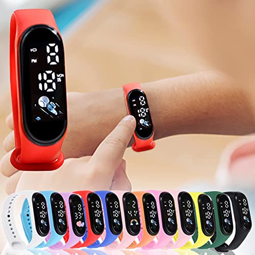 Montre Connectée De Sport pour Enfant,Montre Électronique Enfant,Bracelet pour Enfants,Montre Électronique Moderne pour Enfants avec Affichage Numérique LED (Orange) – vue 2