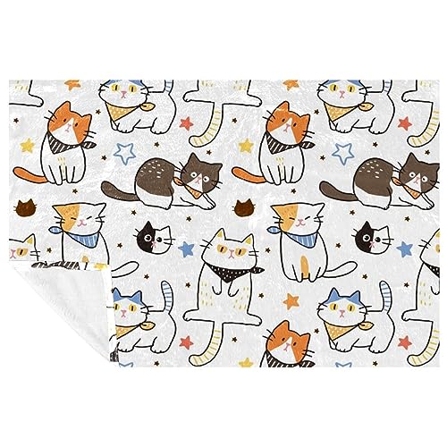 Couverture jeté de lit imprimé chat mignon jeté canapé chaud confortable